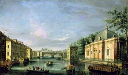 Ansicht des Fontanka-Flusses in St. Petersburg, 1750er